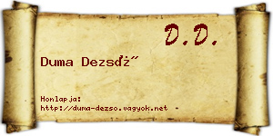 Duma Dezső névjegykártya