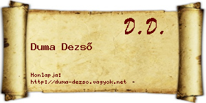 Duma Dezső névjegykártya